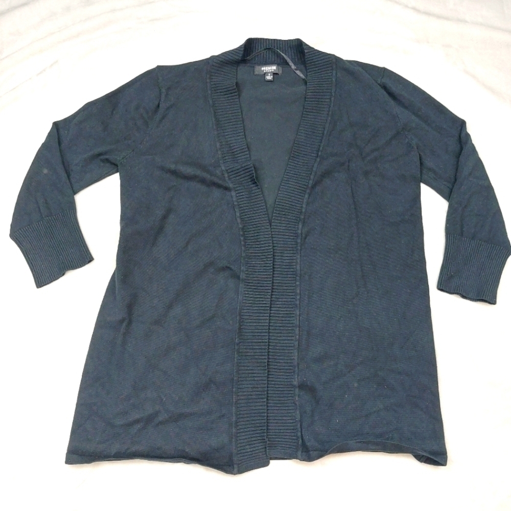 PREMISE STUDIO WOMEN'S SOLID BLACK OPEN FRONT KNIT CARDIGAN SIZE SMALL